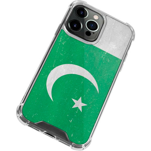 Pakistan Flag Distressed iPhone 14 Pro Clear Case